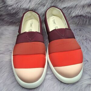 Toms Alpargata Mallow Puff Ortholite Strip Slip On Shoes Womens Size 10 Red Pink